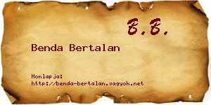Benda Bertalan névjegykártya