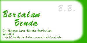 bertalan benda business card